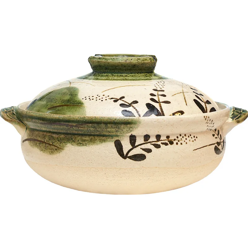 Aloe Vera Pot - Burnt shallow clay household casserole pot,